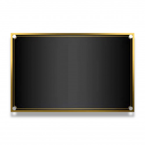 Targa 7 nera bordo oro mm 125 x 80 piana alluminio