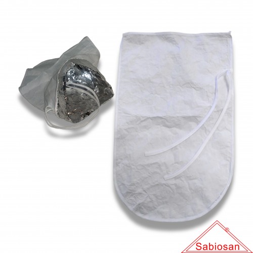 Ceneri: sacco sabiosan® termoisolante cm 16 x 35 barriera alluminio bioplatizzato biodegradabile.