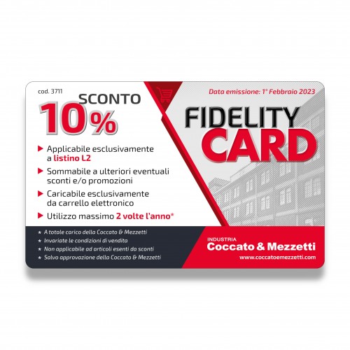 Gadget: biglietto fidelity card sconto 10%.